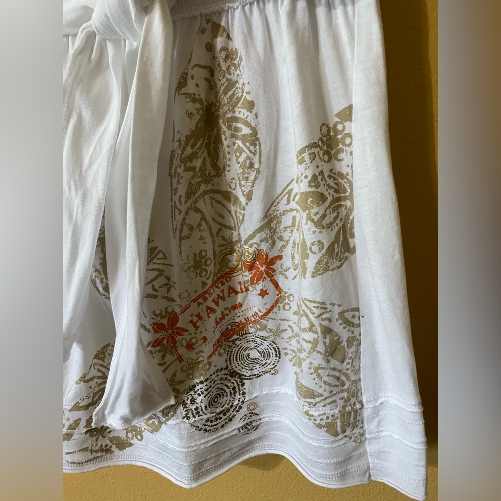 Arizona white cotton skirt with Hawaiian print and fabric tie - Picture 6 of 6